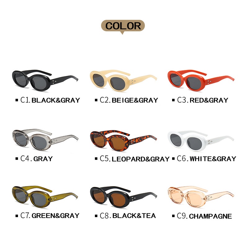 Kính Mát Gọng oval Phong Cách vintage Sang Trọng Cho Nữ