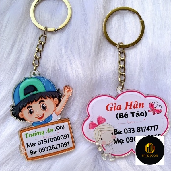 Móc khoá thương hiệu, in bảng tên treo balo cho bé ngộ nghĩnh dể thương AC.GIFT