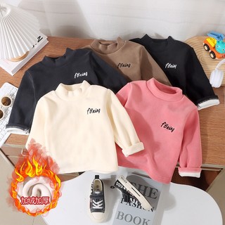 Phong cách mới trẻ em áo bé trai ollie lông cừu nhiệt hàng đầu bé gái lông cừu lót dày đáy áo sơ mi trẻ em