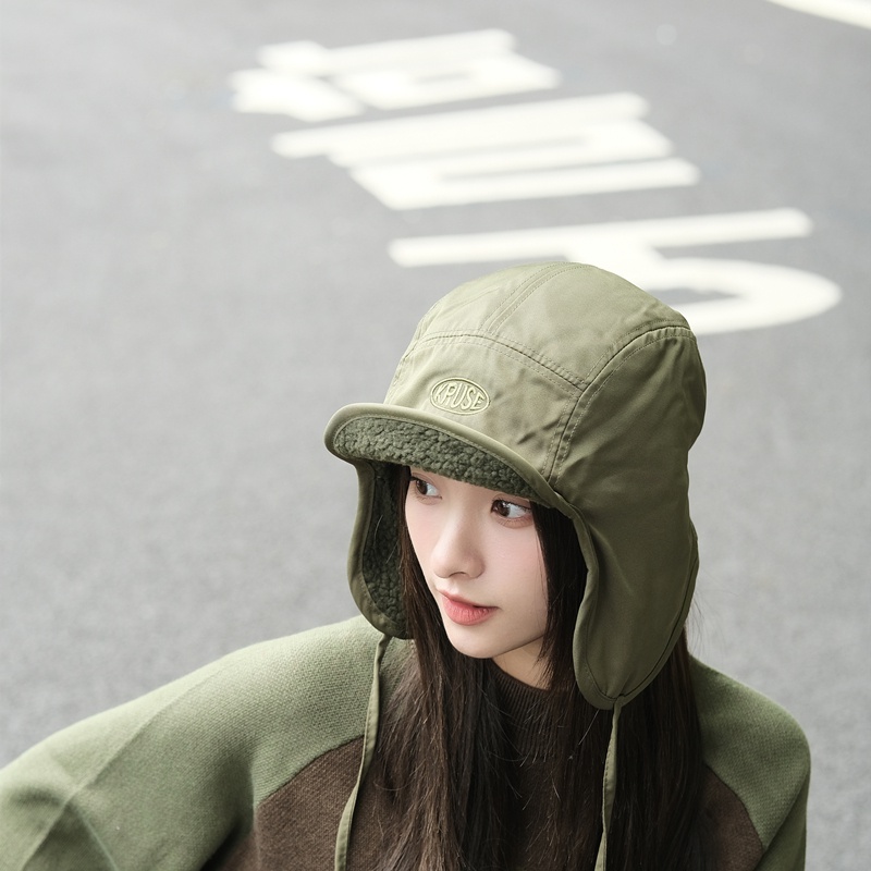 Mũ cotton Giữ Ấm Bảo Vệ Tai Cột Dây Phong Cách retro Cho Cặp Đôi