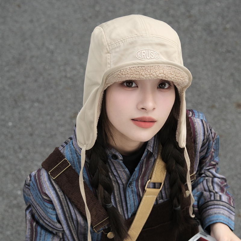 Mũ cotton Giữ Ấm Bảo Vệ Tai Cột Dây Phong Cách retro Cho Cặp Đôi