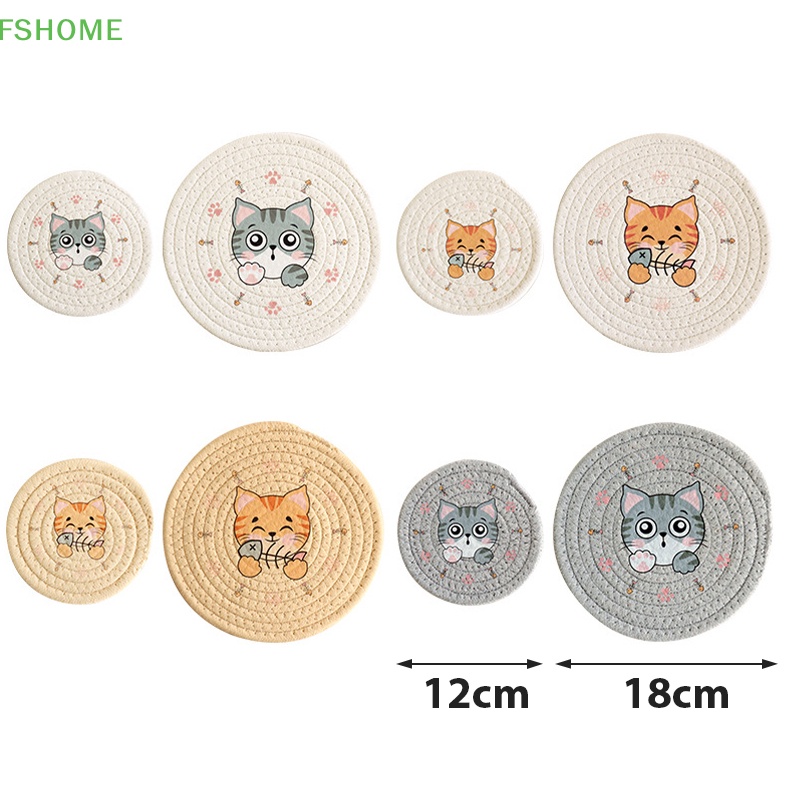 Thảm Lót Ly Họa Tiết Mèo Dễ Thương Trang Trí Bàn Ăn