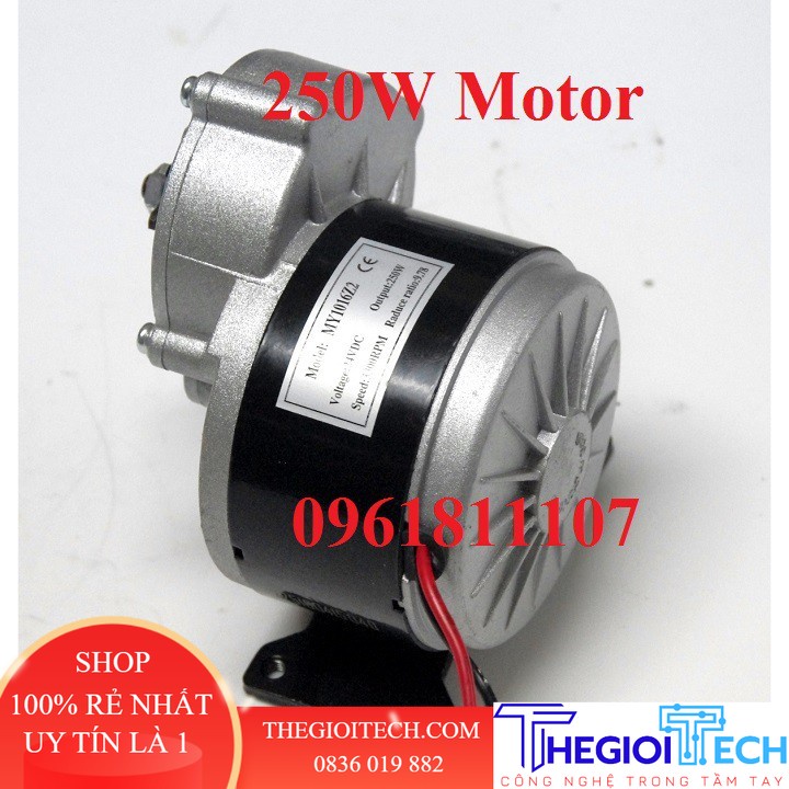 Motor giảm tốc 24V 250W dùng chế máy móc, robot, xe điện, động cơ giảm tốc 24V - 12v 350w