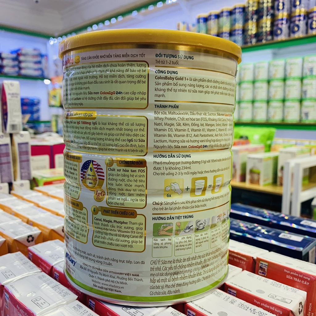 Sữa ColosBaby Gold 1+ 800g  giúp bé phát triển chiều cao, cân nặng, tăng cường miễn dịch