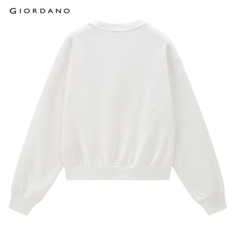 Áo nỉ nữ GIORDANO 05323812 vải lót lông cừu thêu hoa thời trang