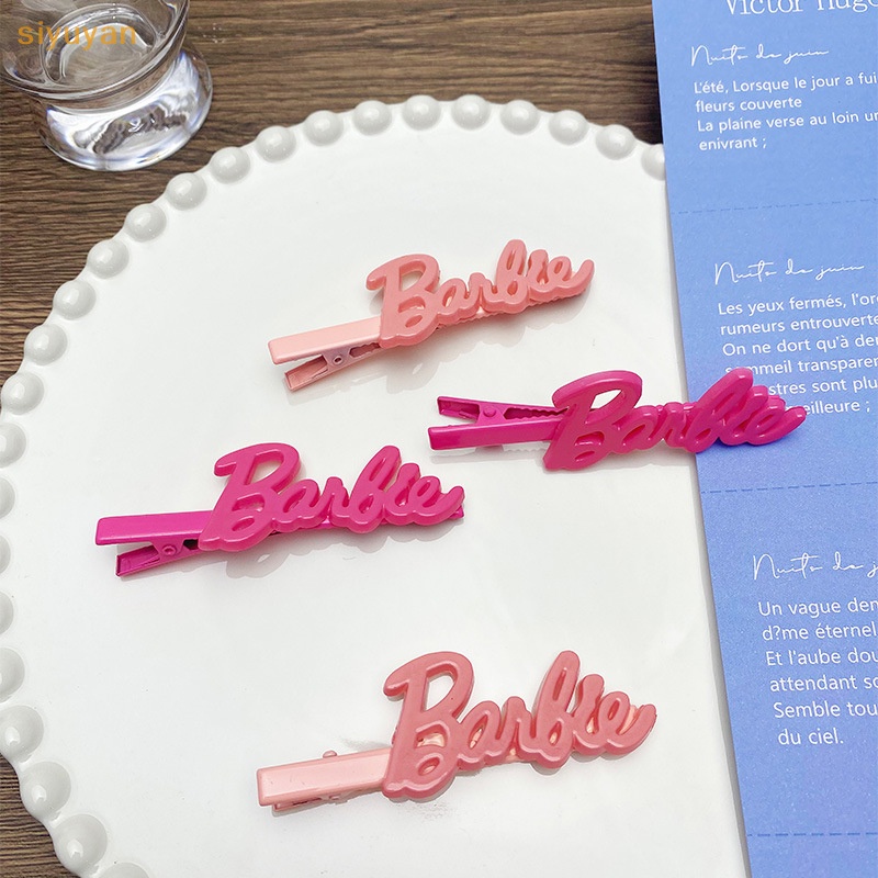 Kẹp Tóc Kim Loại Hình Búp Bê barbie Màu Hồng In Chữ Xinh Xắn vn