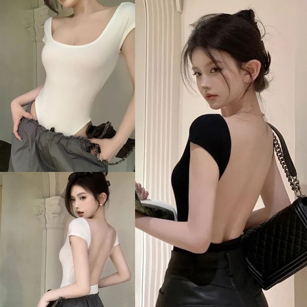 Áo Thun Ngắn Tay Hở Lưng Ôm Dáng Thời Trang Dành Cho Nữ
