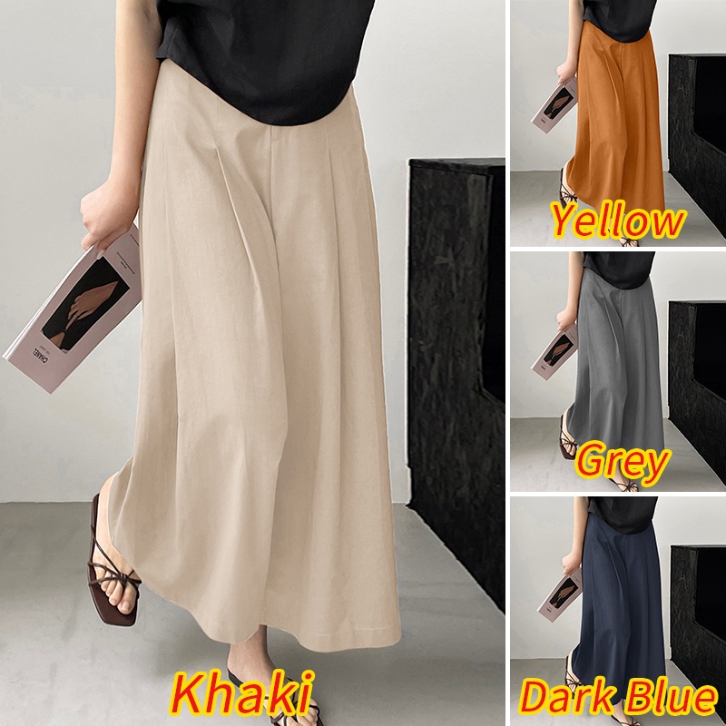 Zanzea Quần Ống Rộng Xếp Ly Trước Và Sau Lưng Thun Phối Khóa Kéo Trước Phong Cách Hàn Quốc Dành Cho