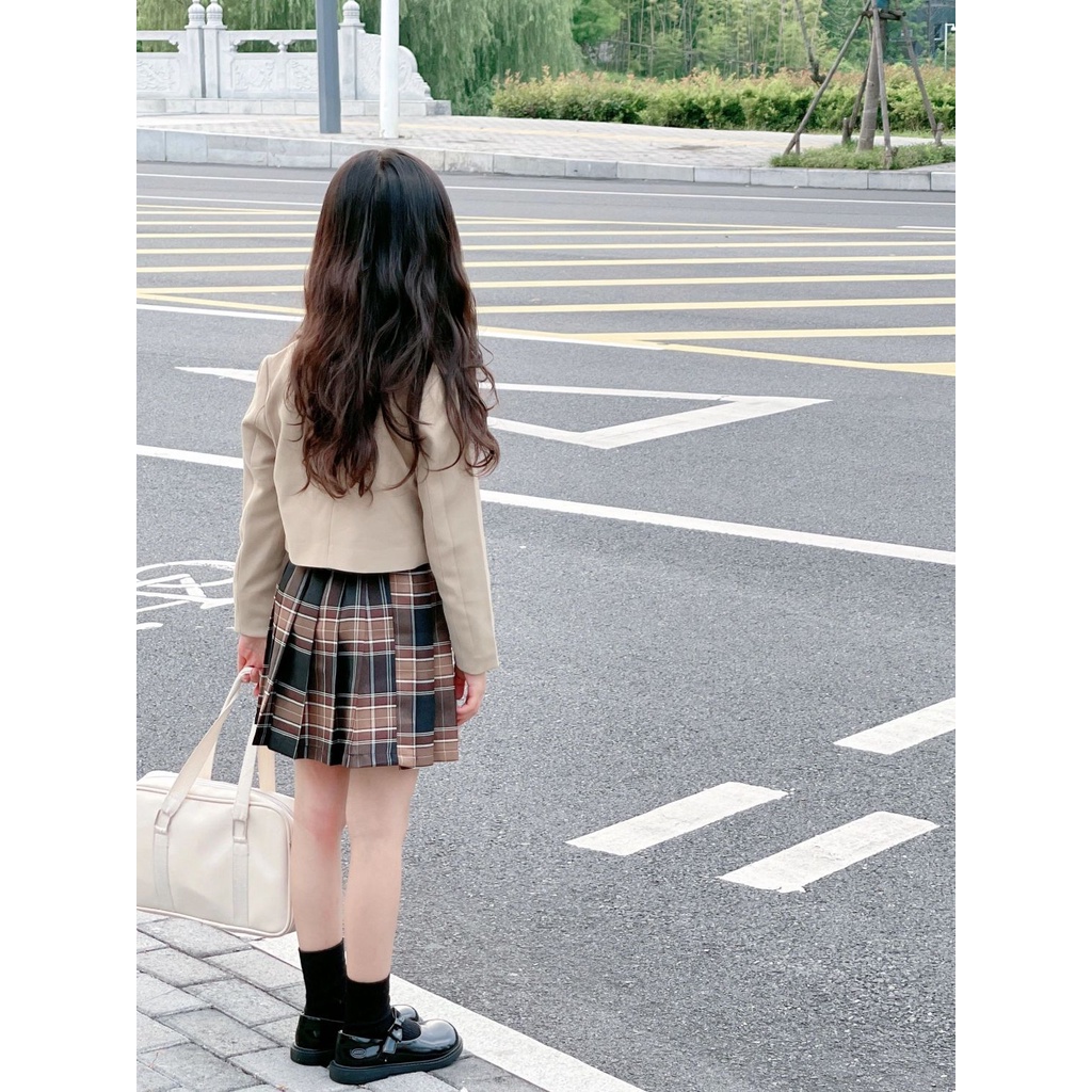 Bộ Áo Khoác + Chân Váy Phong Cách Mỹ Thời Trang Xuân Thu Xinh Xắn Cho Bé Gái 110-160