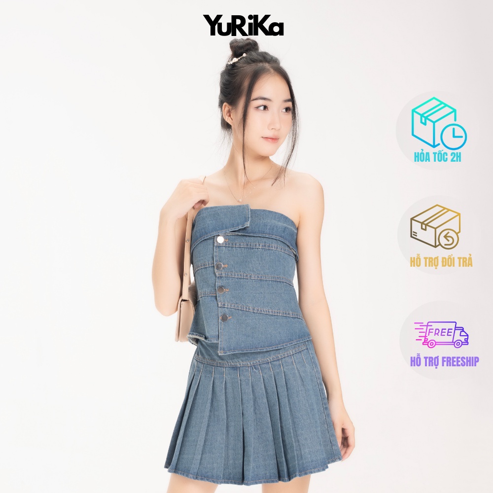 Set Jeans Bò nữ siêu NGẦU - Áo chạy Smoking kèm chân váy có lót - YuRi Boutique