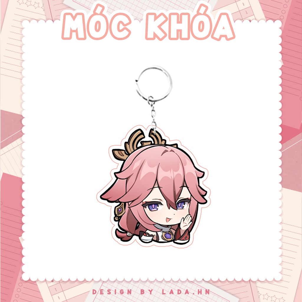 Móc khóa mô hình standee đứng để bàn Yae Miko Genshin Impact Lada anime đáng yêu chibi trang trí quà tặng
