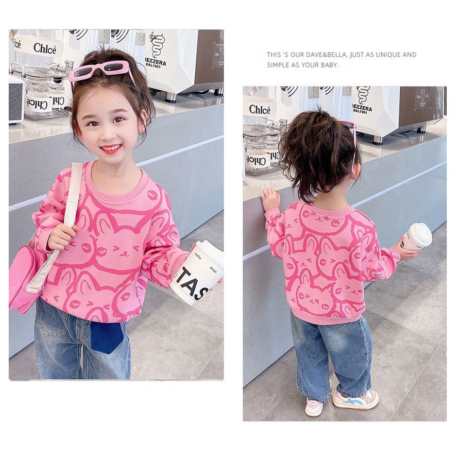Áo hoodies Tay Dài Đáng Yêu Cho Bé Gái 2-9 Tuổi Thời Trang
