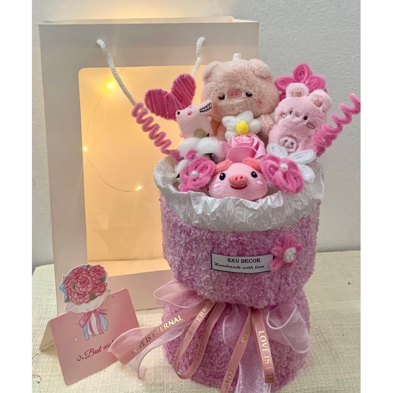 Bó hoa gấu bông làm quà tặng người yêu, quà sinh Nhật,