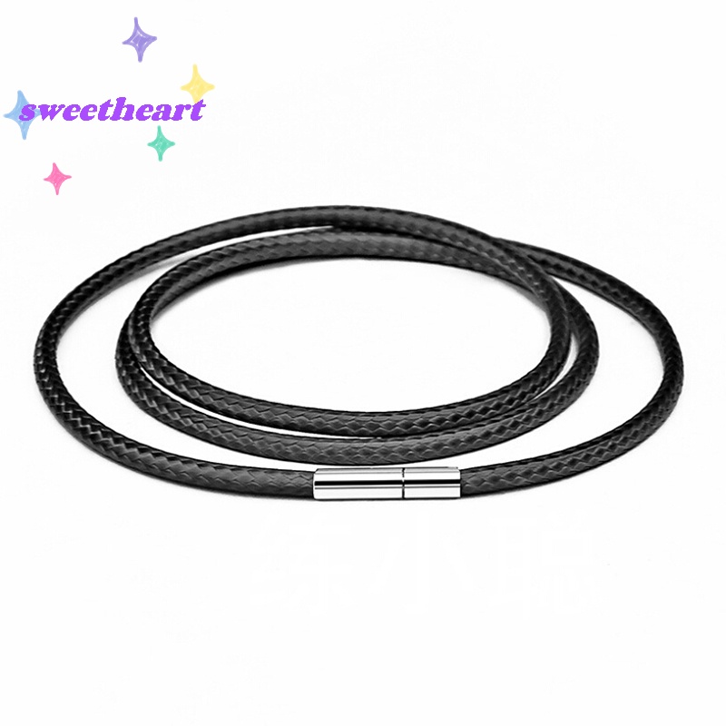 Vòng Cổ choker Dây Da Sáp Đen Bằng Thép Không Gỉ Xoay Vòng