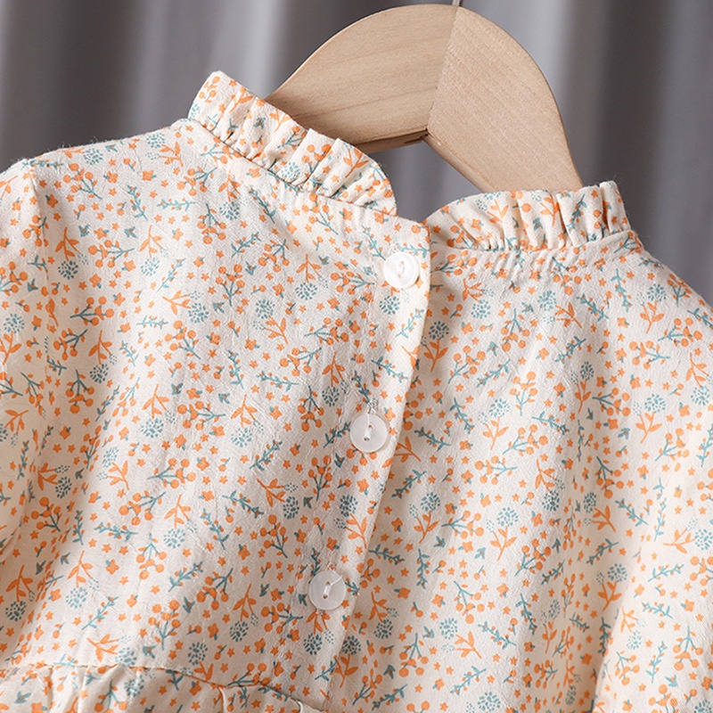 Đầm Công Chúa In Hoa Kiểu Hàn Quốc Thời Trang Xuân Thu Xinh Xắn Cho Bé Gái