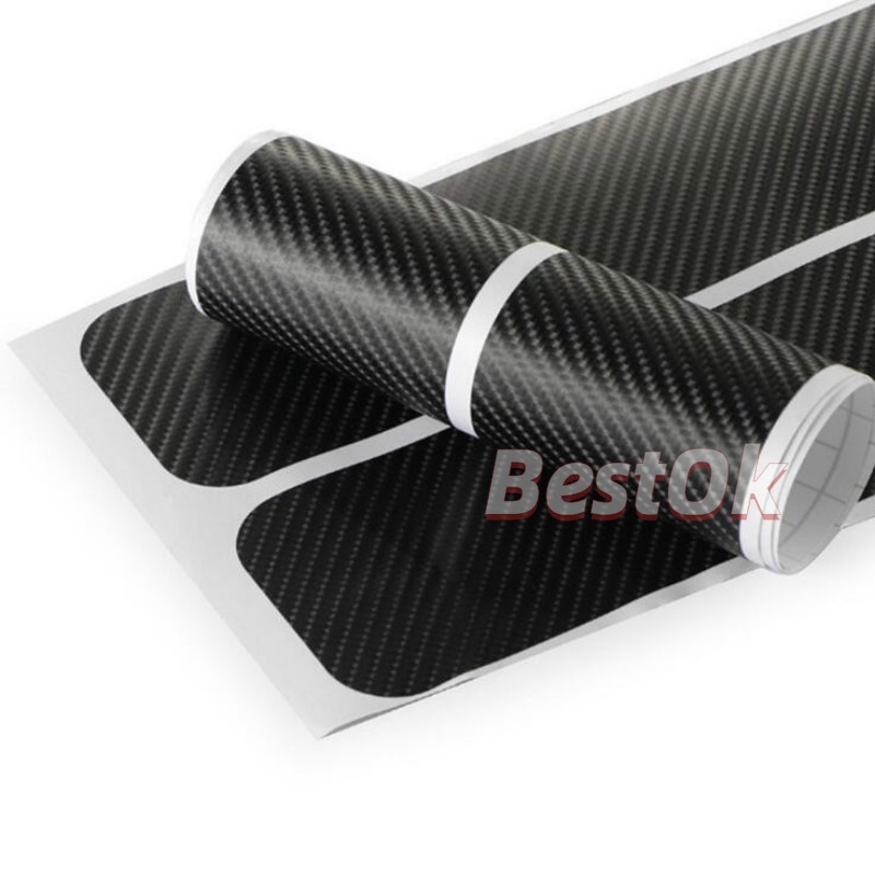 Bộ 4 Miếng Dán Sợi carbon 3d Màu Đen Chống Trầy Trang Trí Cửa Xe Hơi