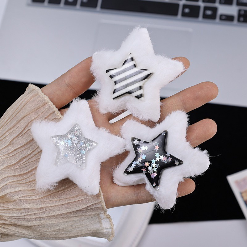 Kẹp Tóc Hình Ngôi Sao Năm Cánh / Kẹp Tóc Lông Nhung Dễ Thương Ngọt Ngào / Kẹp Tóc Mỏ Vịt Đơn Giản /