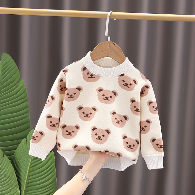 Áo sweater Lông Cừu Dày Chui Đầu Thời Trang Thu Đông Hàn Quốc 2023 Mới Cho Bé Trai Và Bé Gái