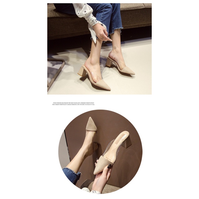 Giày Cao Gót Mũi Nhọn Thiết Kế Trong Suốt Thời Trang Mùa Hè Dành Cho Nữ