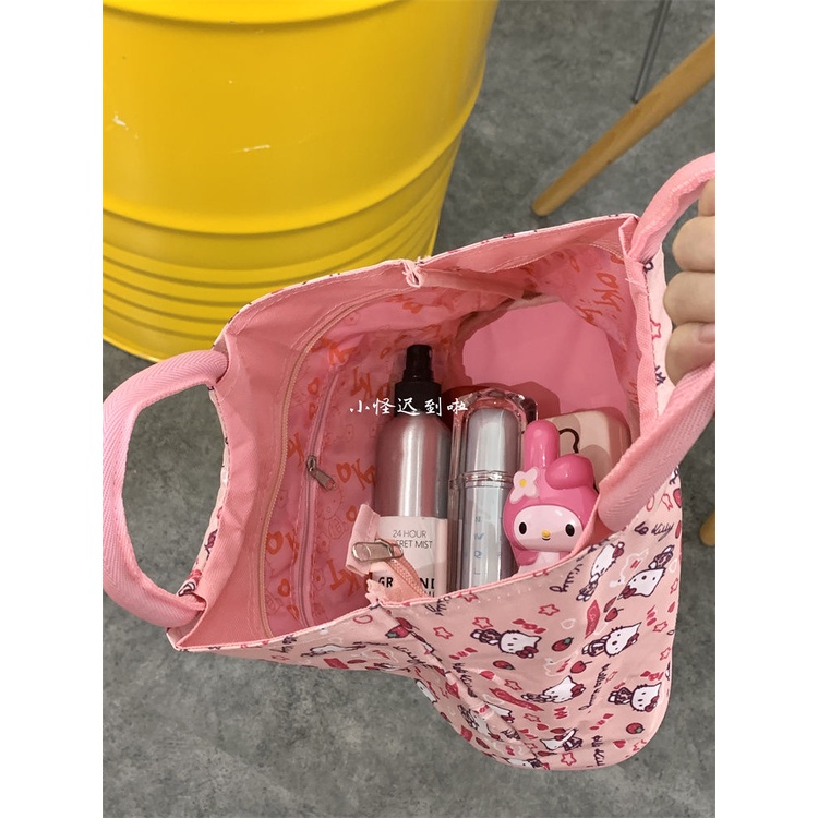 Túi Xách Tay Toàn Màn Hình Toàn Diện In Hình Hello Kitty Dễ Thương Cho Học Sinh