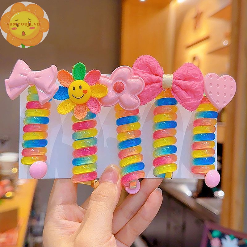 Vastji Dây Buộc Tóc Đuôi Ngựa Co Giãn Nhiều Màu Sắc Cho Bé Gái vn