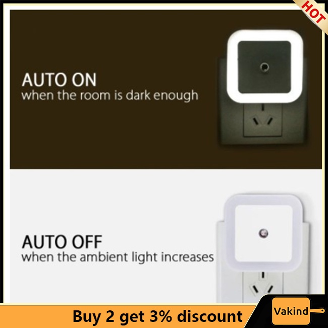 Vakind Đèn Ngủ led Tự Động Cảm Ứng Ánh Sáng Ban Đêm Cho Phòng Khách / Phòng Ngủ