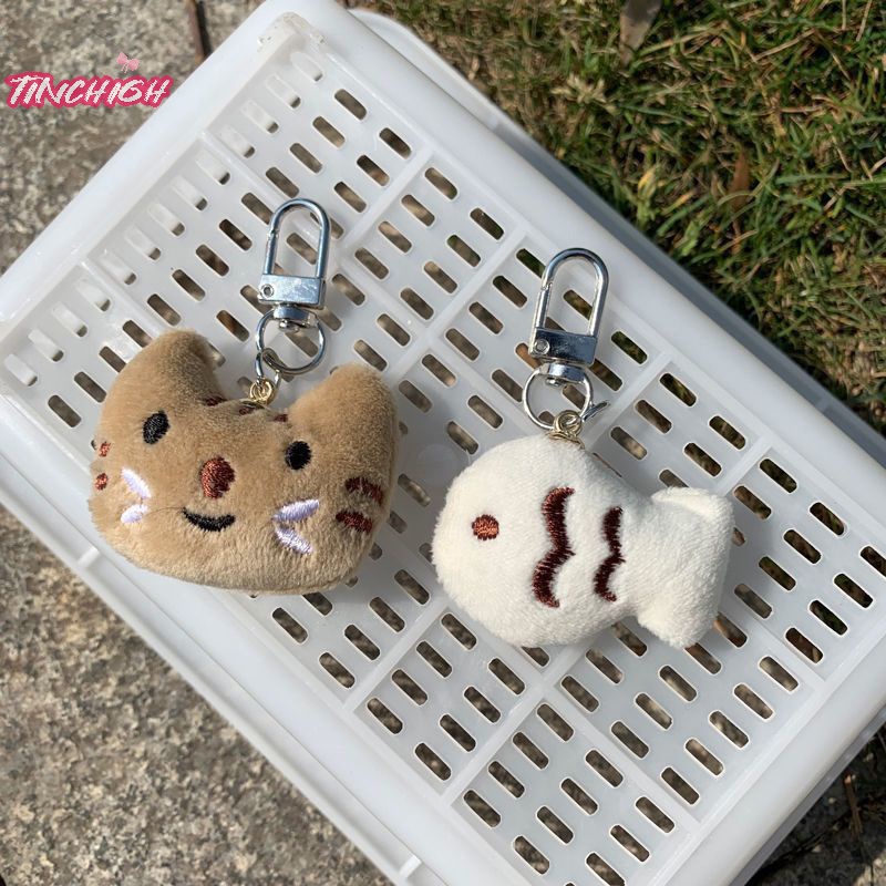 Móc Khóa Đồ Chơi Hình Mèo Và Cá Nhồi Bông Đáng Yêu Sáng Tạo Dành Cho Cặp Đôi Đi Học