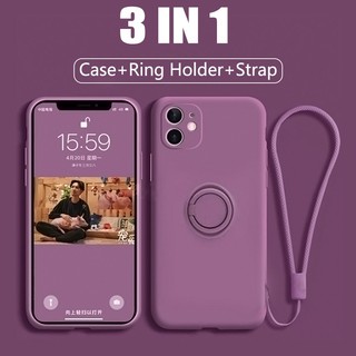 Ốp Điện Thoại silicone Dẻo Kèm Dây Đeo Cho iphone 15 11 12 13 14 pro max 12 mini xs xr x 8 7 plus se