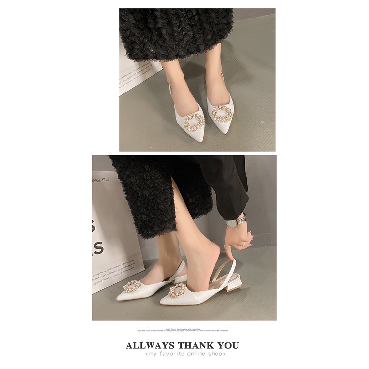 Giày Gót Thấp Dày Dặn Phối Khóa Tròn size Lớn 35-42 Phong Cách Hàn Quốc Cho Nữ