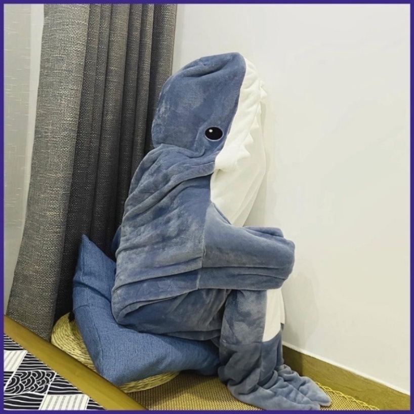 Mới Túi Ngủ Bằng Vải flannel 140-210cm Hình Cá Mập Dễ Thương Cho Người Lớn Và Trẻ Em