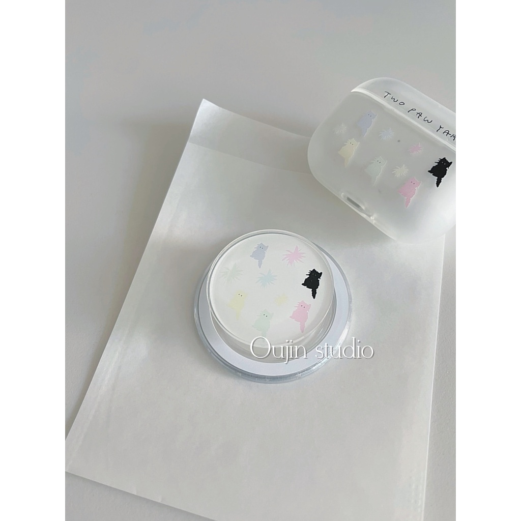 Bao Da Điện Thoại Từ Tính Không Dây In Hình Mèo Nhiều Màu Dễ Thương Cho 15pro / 13 / 14promax / 12 / 11 / x Ốp