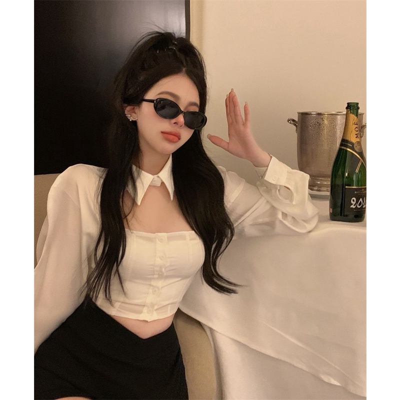 Áo Sơ Mi Ngắn Tay Dài Dáng Ôm Phong Cách Hàn Quốc Thời Trang Mùa Xuân Mới 2022