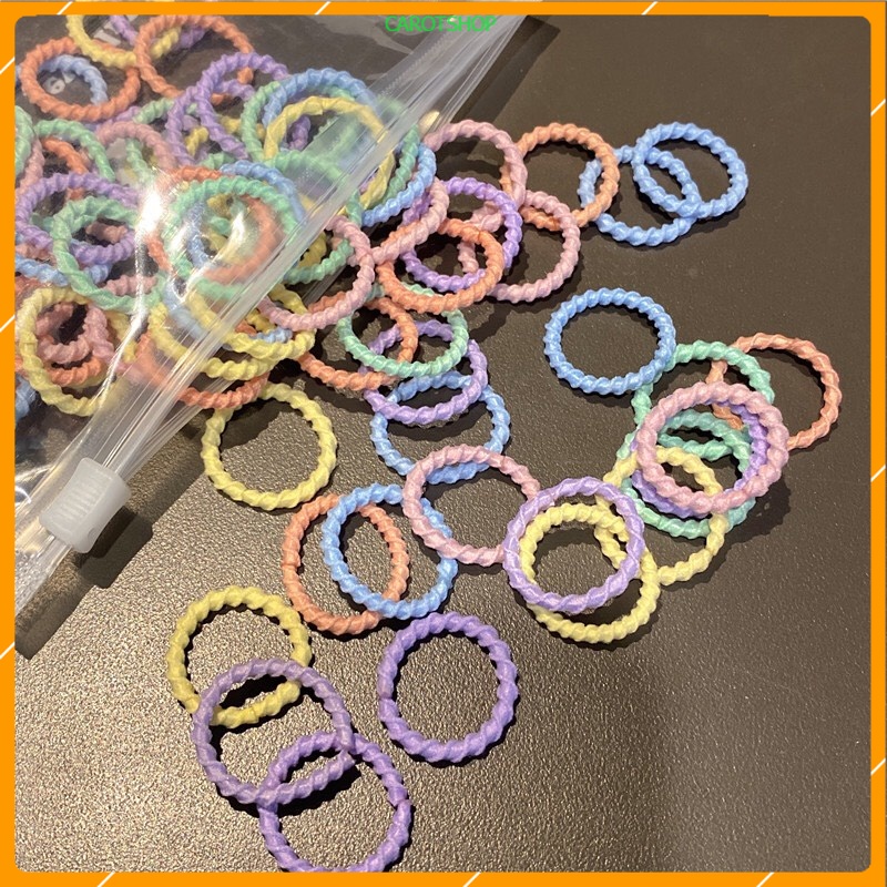 Set Túi 100 Dây Cột Tóc Mini Màu Sắc Xinh Xắn Cho Bé Yêu