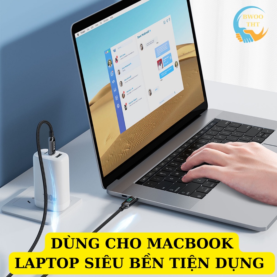 Cáp sạc nhanh Tyc to Tyc PD 100W BWOO X275 Cho Macbook Điện thoại Laptop chân Tyc Có chip tự ngắt