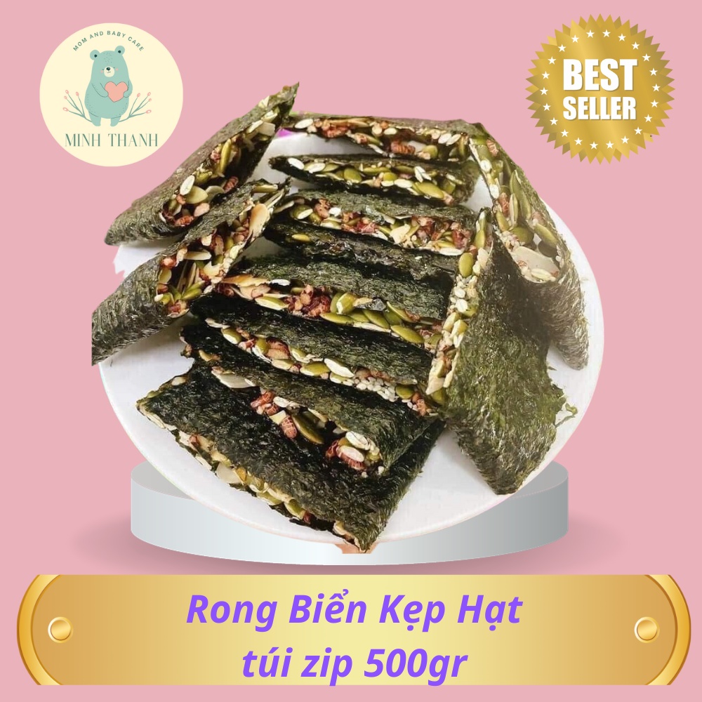 500GR Rong biển kẹp hạt dinh dưỡng, Snack rong biển mix hạt healthy ( giá tăng do hạt diều tăng giá)