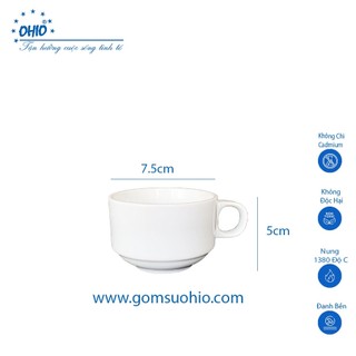 Chén Cà Phê 7.5 cm (125ml) Sứ Trắng OHIO