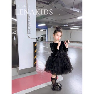 2024 Bé Gái Phong Cách Phương Tây Đầm Mùa Thu Bánh Trẻ Em Lưới Bé Gái Lông Tơ Thu Đông Đầm Công Chúa Phong Cách Mới