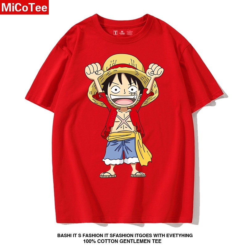 Áo Thun cotton Tay Ngắn In Hình luffy Cá Tính Hợp Thời Trang