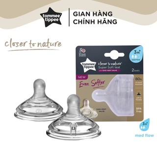 Núm vú Tommee Tippee chính hãng Gần gũi hơn với thiên nhiên Núm vú siêu mềm, dòng chảy chậm, dòng chảy nhanh trung bình chậm2 / PK