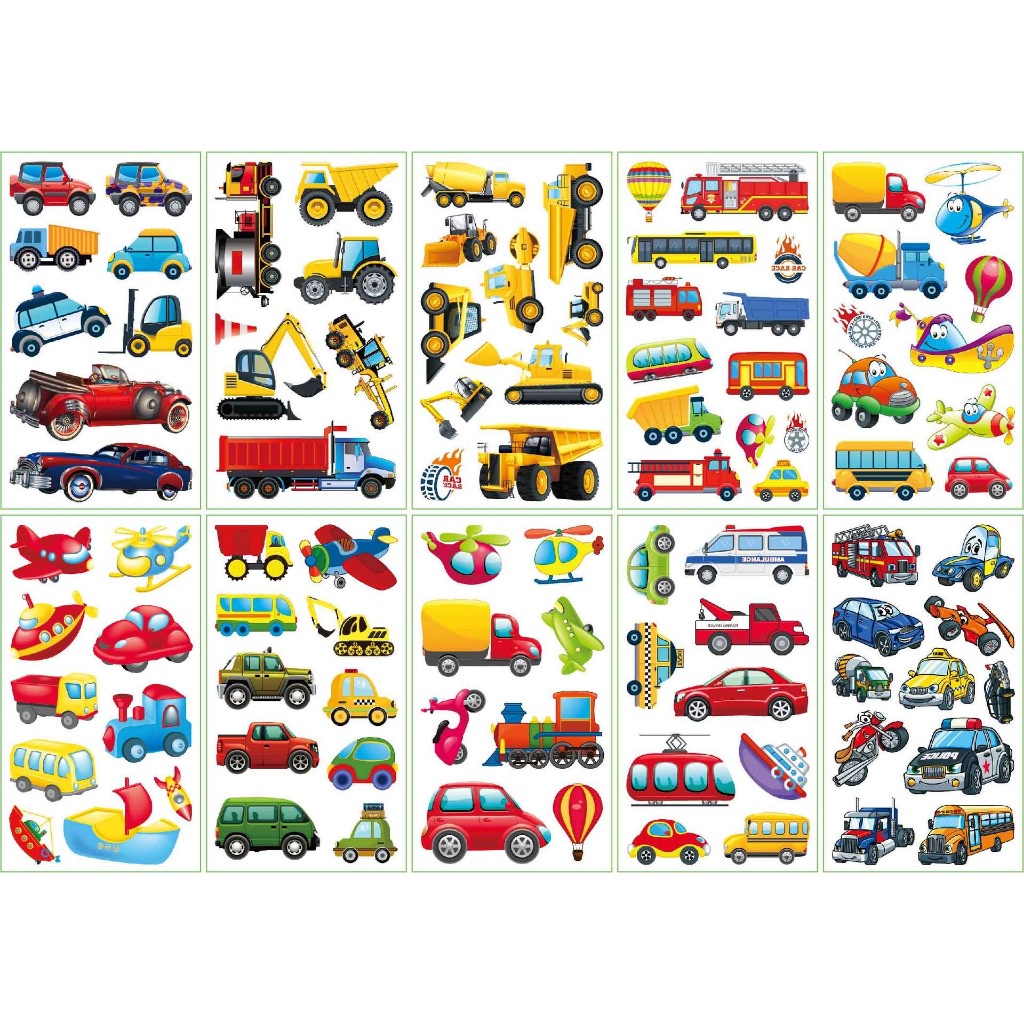 10 Miếng Hình Xăm Tạm Thời Sáng Bóng Màu Sắc Cho Bé Trai Bé Gái Với Hình Ảnh Kỳ lân, Phi hành gia, Động vật Chống Nước