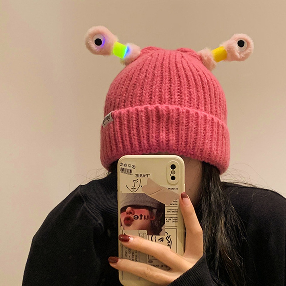 Dễ Thương Mũ Len Dệt Kim Hình Quái Vật Phát Sáng Thời Trang Thu Đông Dành Cho Mẹ Và Bé