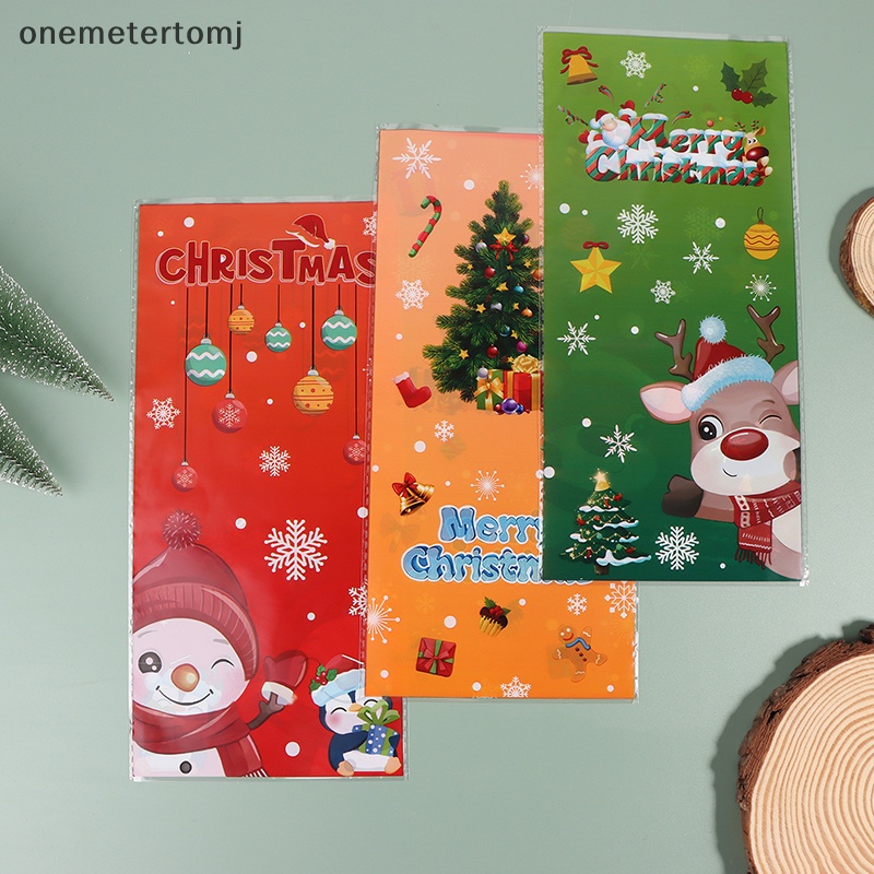 Onemetertomj Set 50 Túi Nhựa Đựng Bánh Kẹo Quà Giáng Sinh