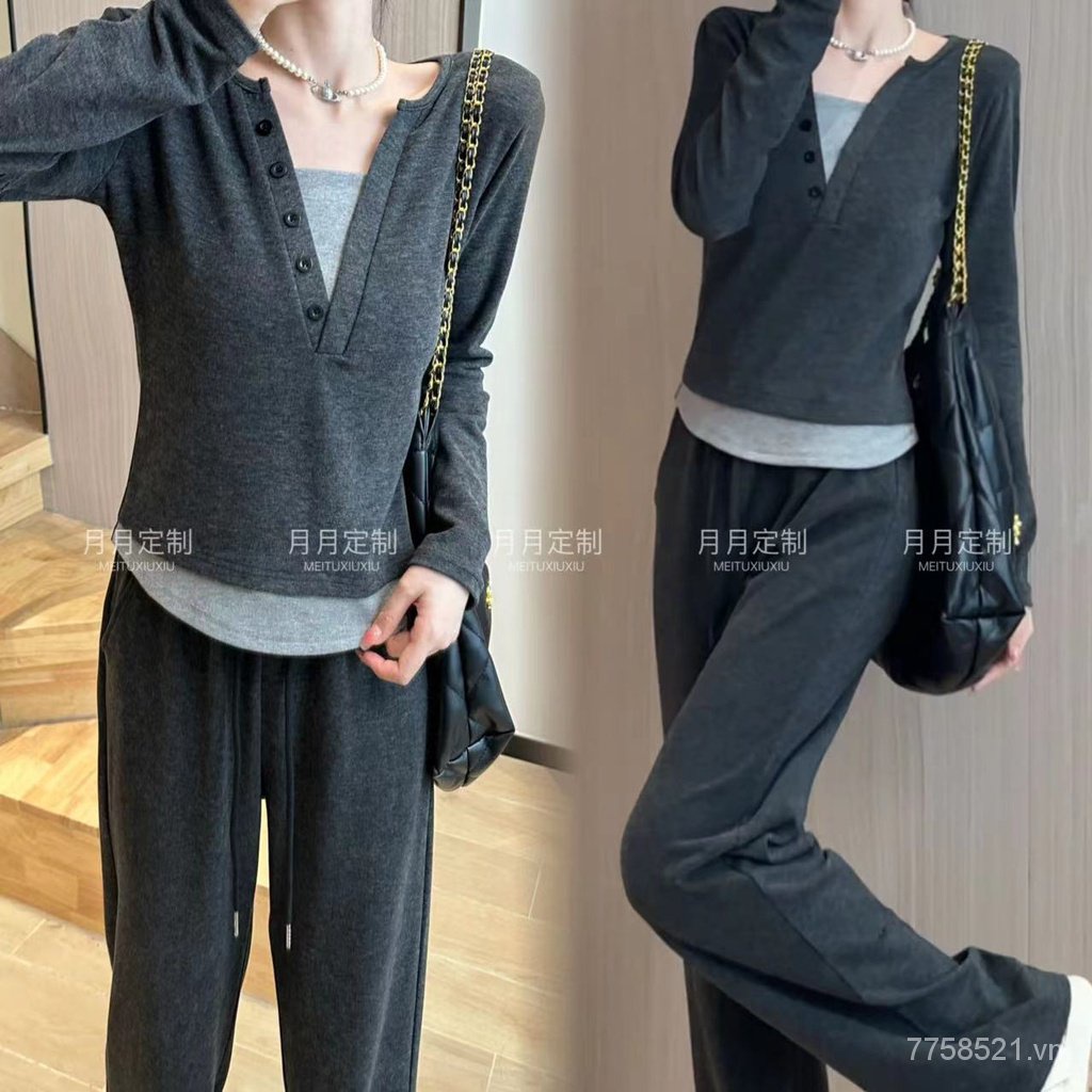 Hoodless] Bộ Đồ Hai Mảnh Dáng Ôm Lưng Cao Thời Trang Mùa Thu [Khuyến Nghị Tháng Năm 2023 Phong Cách Mới