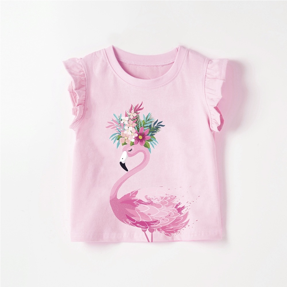 Áo Thun cotton Tay Bèo Họa Tiết Gấu Dâu Tây Dễ Thương Chất Lượng Cao Cho Bé Gái