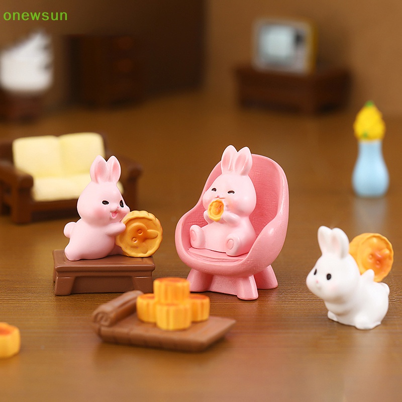 Tượng Thỏ mini Bằng Nhựa resin Dễ Thương Dùng Trang Trí Tiểu Cảnh Mới