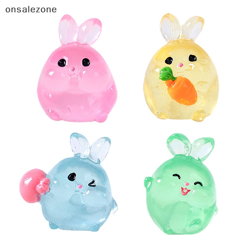 Onsale Set 3 Đồ trang trí Thỏ Dạ Quang mini Trang Trí Tiểu Cảnh / Nhà Búp Bê Mới