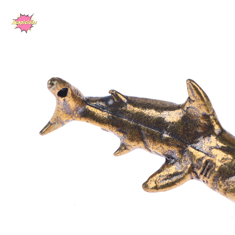 1 Bức Tượng Cá Mập Bằng Đồng Thau Để Bàn Trang Trí Phong Cách vintage