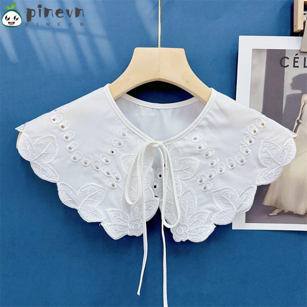 Pinevn Cổ Áo Giả Bằng Vải Ren Rỗng Trang Trí Khăn Choàng Có Thể Tháo Rời diy Cho Nữ