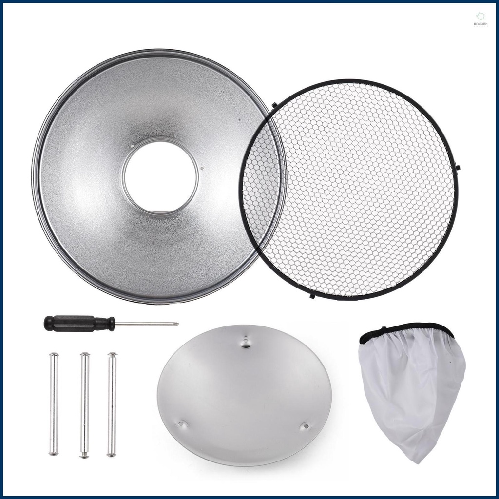 Versatile 30cm Standard Reflector Beauty Dish for Studio Photography with White Diffuser and Honeycomb Grid