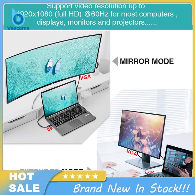 Veecome Dây Cáp Chuyển Đổi Cổng Hdmi Sang vga 1080p 60hz Cho Màn Hình Máy Chiếu laptop